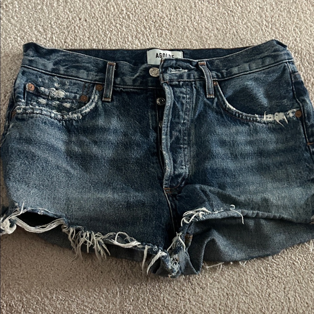 Agolde Indigo Distressed Cutoff Jean Shorts
